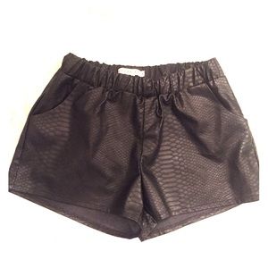 Snakeskin Embossed Faux Leather Shorts