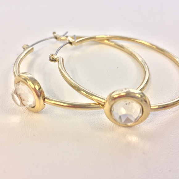 1" Gold & Crystal Hoops