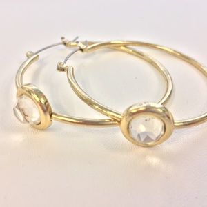 1" Gold & Crystal Hoops