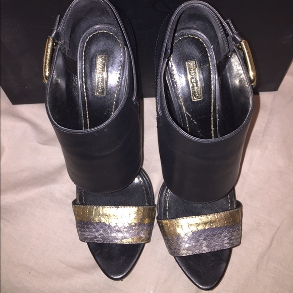 Report Signature Black Leather Open Toe Sandal - Picture 2 of 4