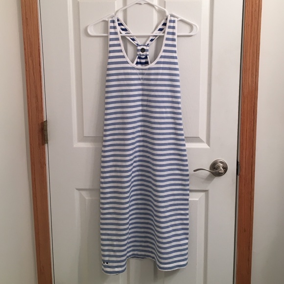 Navy striped summer dress cover up - Picture 1 of 4