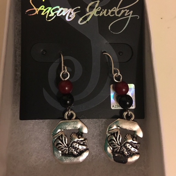 USC Gamecocks Beaded Drop Earrings - Picture 2 of 2