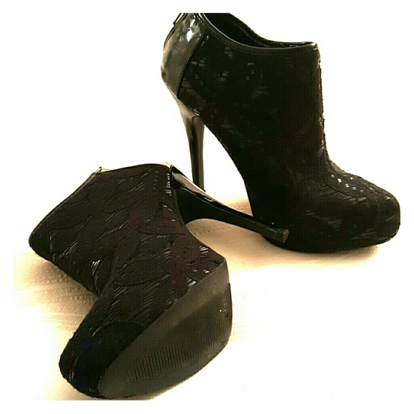 Black lace heels