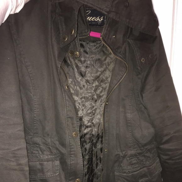 olive green guess coat