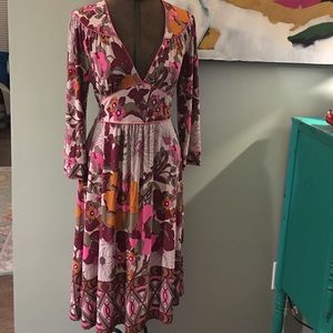 BCBG Max Azria pink burgandy floral print dress