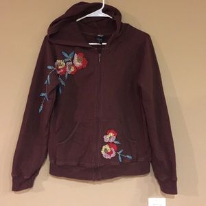 Maternity embroidered zip up hoodie
