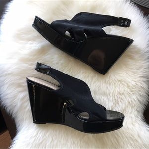 Adrienne Vittadini neoprene strap wedges