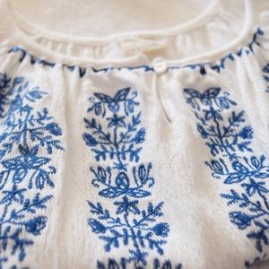 Zara embroidered short sleeve blouse