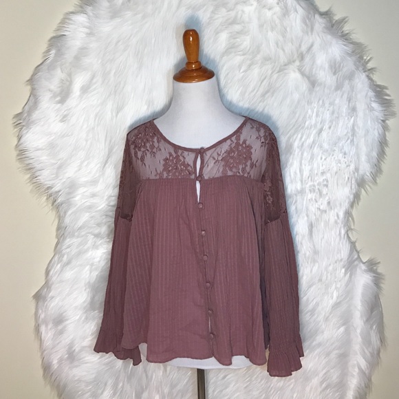 Free People Tops - Free People Elysium Lace Button Down Top
