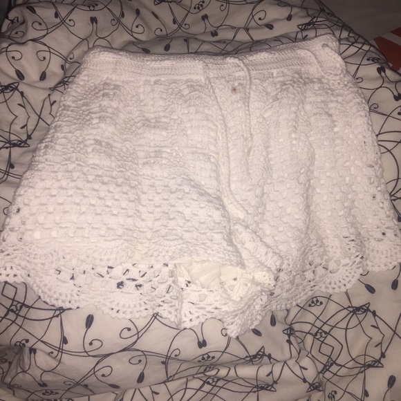 White Lace / Knit Shorts
