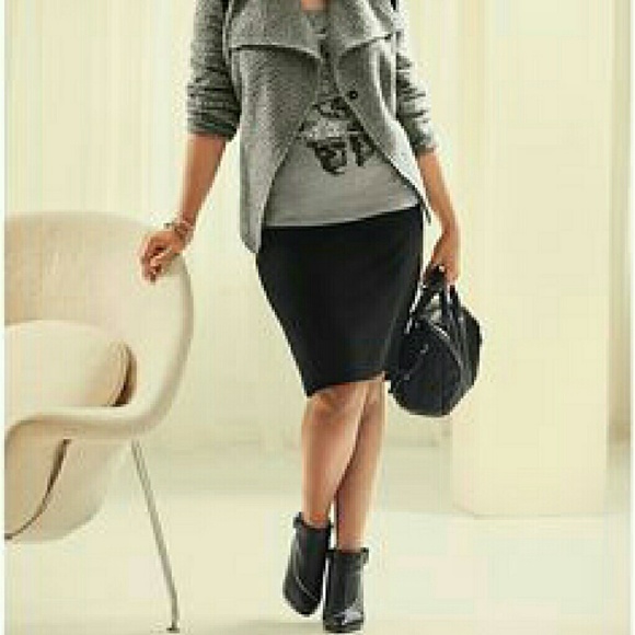 Lane Bryant Black Ponte Pencil Skirt