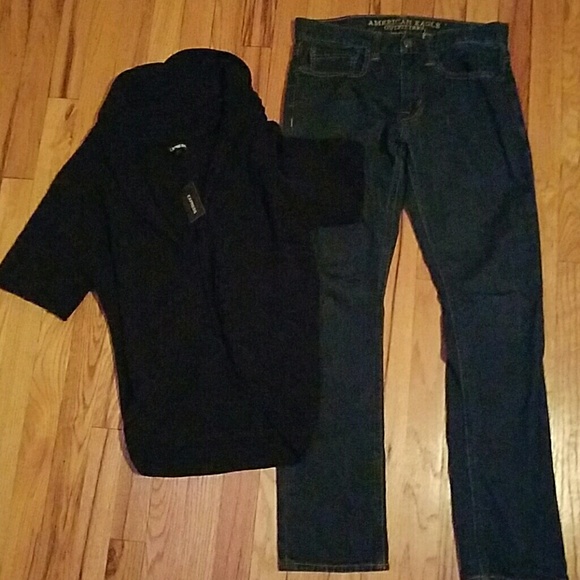 Express sweater cape New , American Eagle jeans
