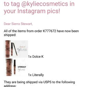 Proof of authenticity for Kylie Cosmetics products