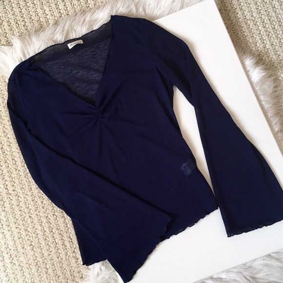 Charlotte Russe Tops - Navy long bell sleeve v-neck top