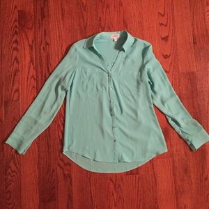 Teal Button Up Blouse