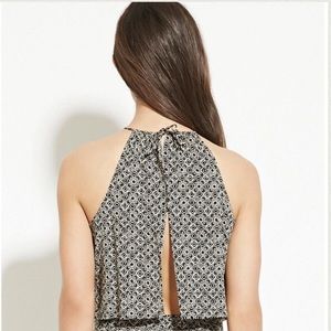 Cropped floral halter top