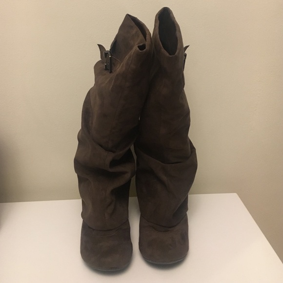 Brown faux suede boots