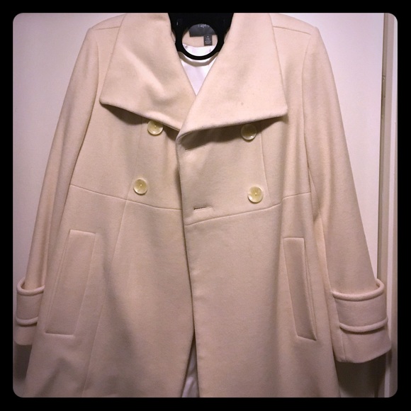 Classic Cream-colored Winter Pea Coat