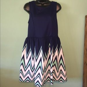 Chevron Accent Sleeveless Dress
