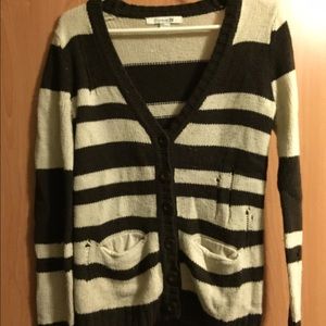 Striped knit sweater cardigan