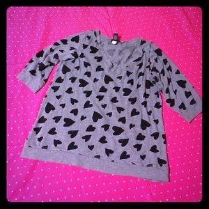 Torrid grey with heart print shirt