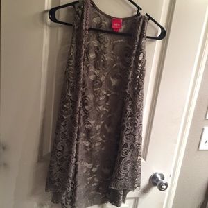 Taupe lace vest