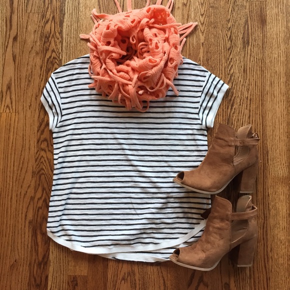 LOFT Black and White Striped Shirt