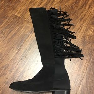 Black over the knee boots with tassels