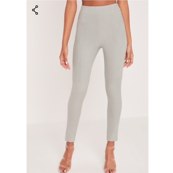 Paneled faux suede leggings