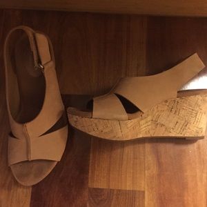Wedge light Tan Nubuck by Clarks.