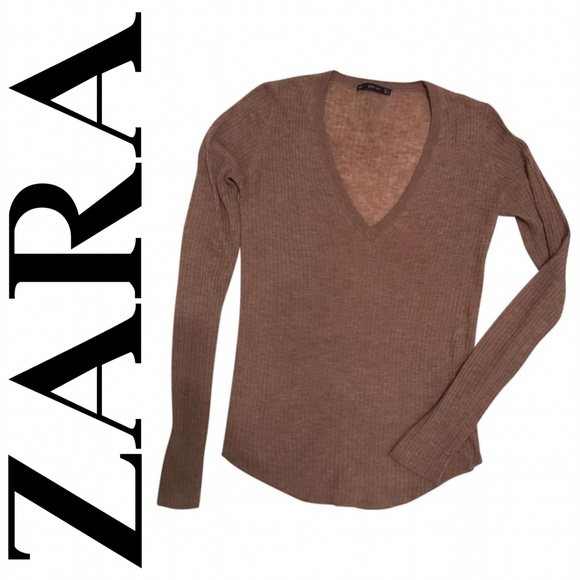 🍁🍂 Zara ribbed v-neck sweater size small 🍁🍂 - Picture 3 of 6