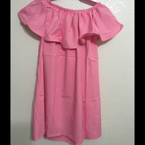 Pink Sleeveless Shoulder Off Dress - Picture 3 of 4