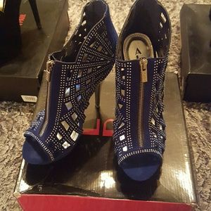 Blue peep toe heels