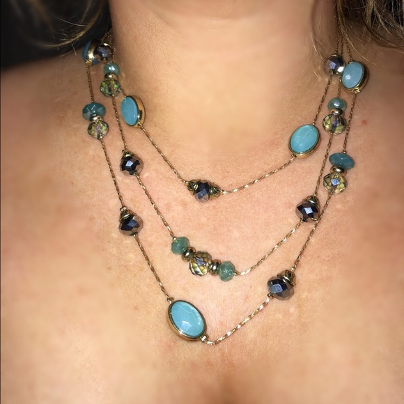 Teal 3 layered Necklace