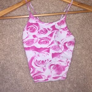 Rose print crop top with cross back!