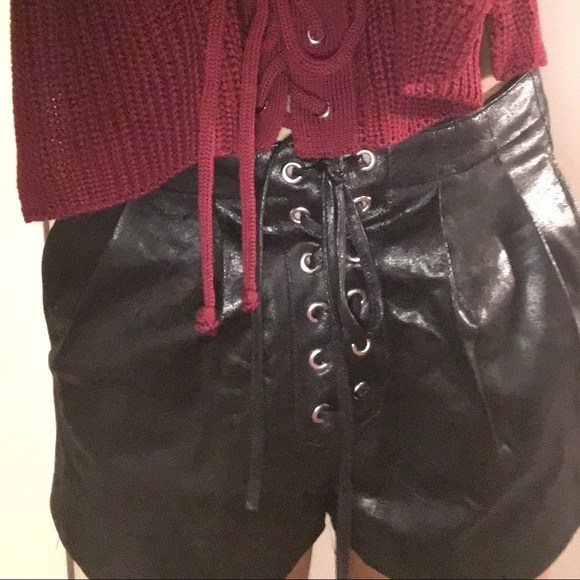 Very J black tie up shorts