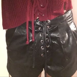 Very J black tie up shorts