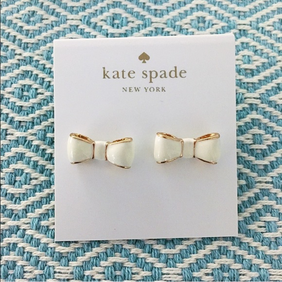 kate spade Jewelry - SALE! kate spade white gold bow earrings studs