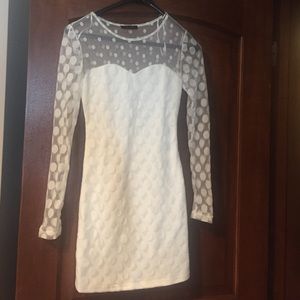 White Polka dot Long Sleeve Dress