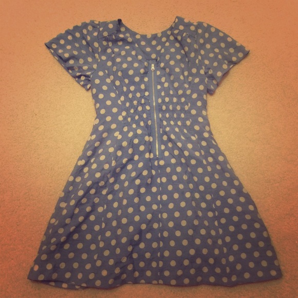 Silk blue polka dot dress