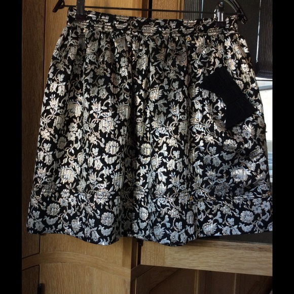 Metallic Silver/Black Skirt by Luella In Size 6