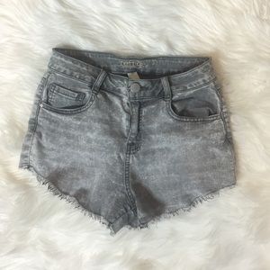 High Waisted Jean Shorts (Grey)