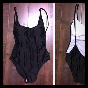 Black one piece bathing suit