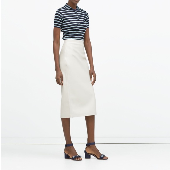 Zara Faux Leather Pencil Midi Skirt