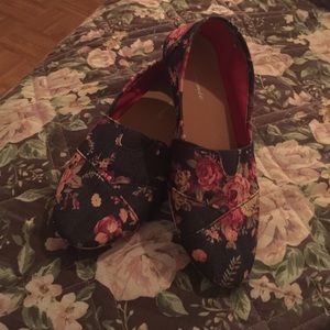 Jeans canvas floral prints flats size 9
