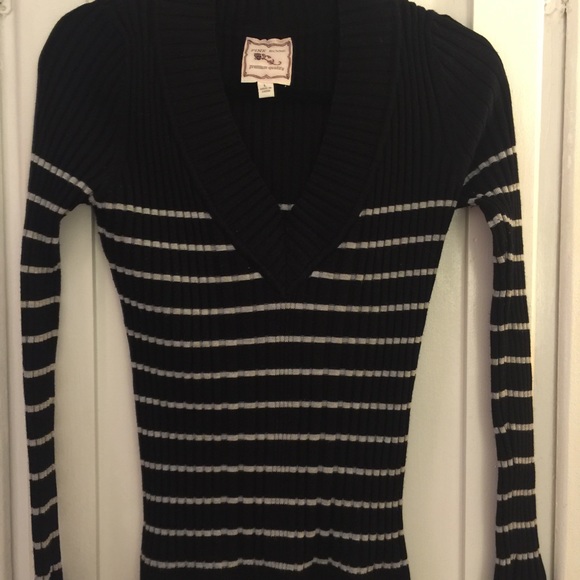Black & gray striped v neck sweater!