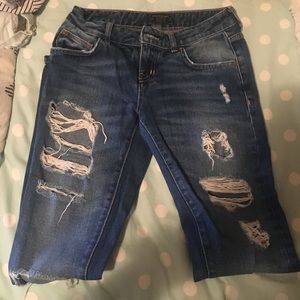 Dark denim ripped boyfriend jeans