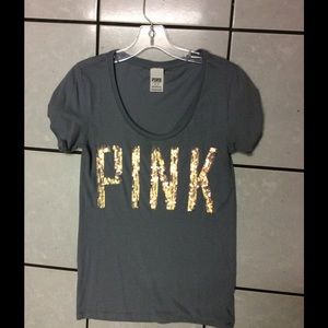 PINK bling tee med