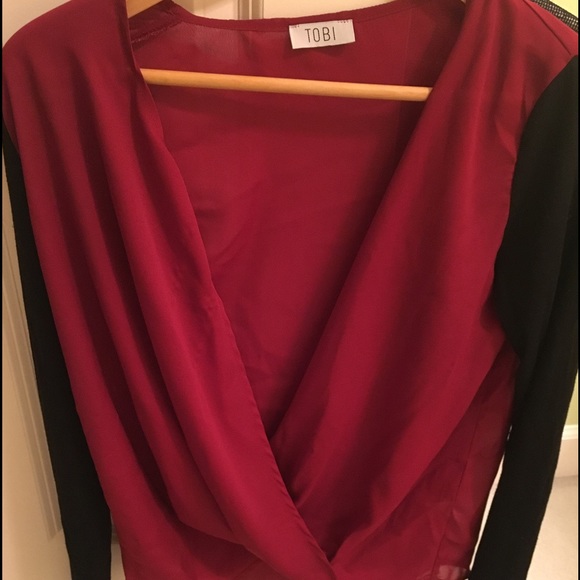 Red sheer blouse