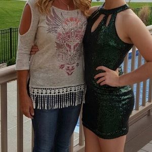 Green Sequin Short Dress